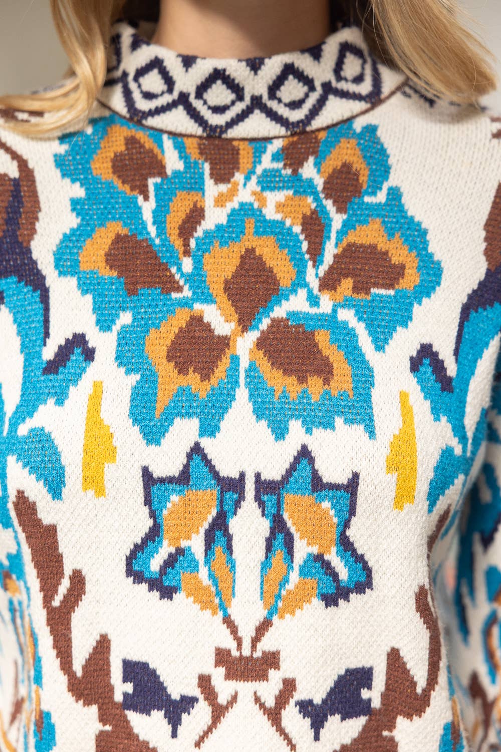 Long Sleeve Multi Color Abstract Sweater