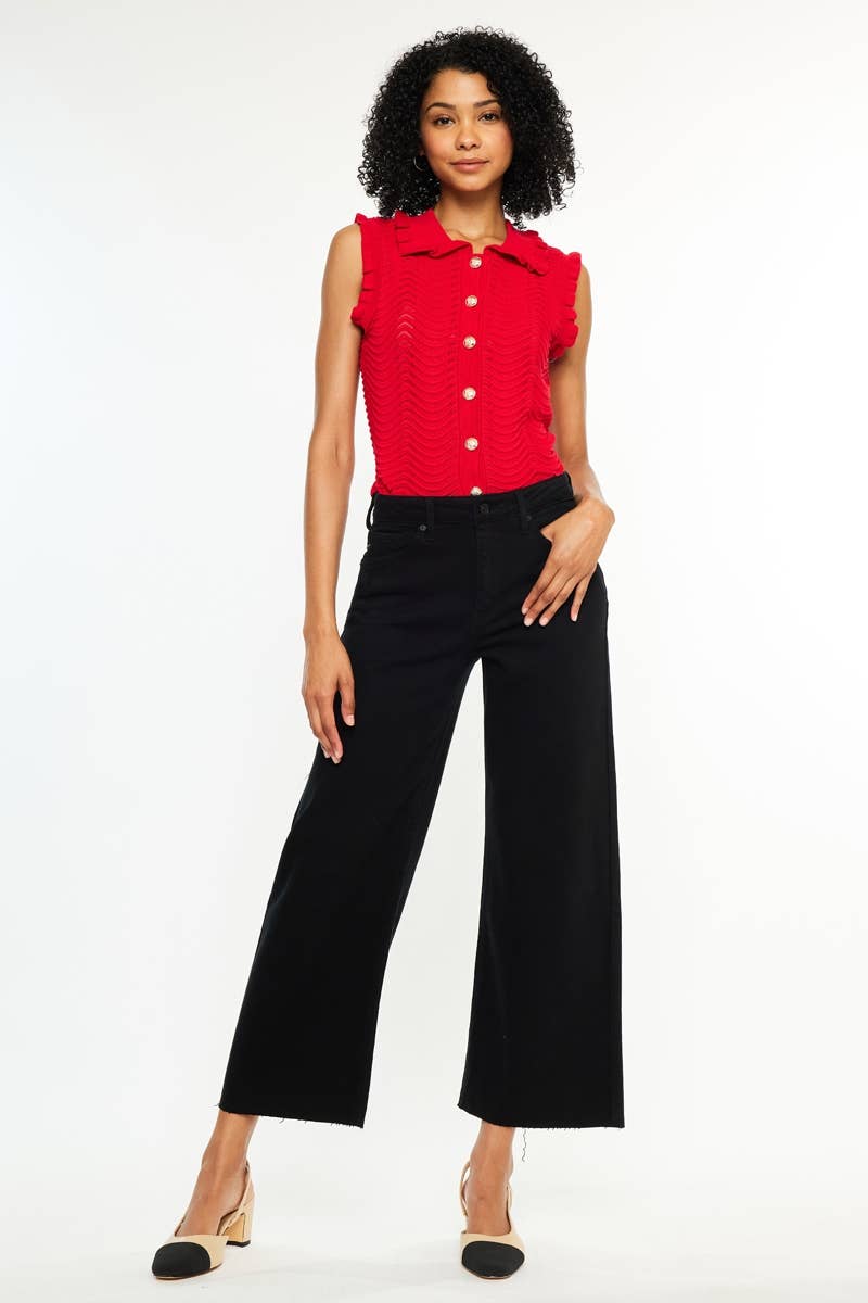 HIGH RISE CROP WIDE LEG JEANS