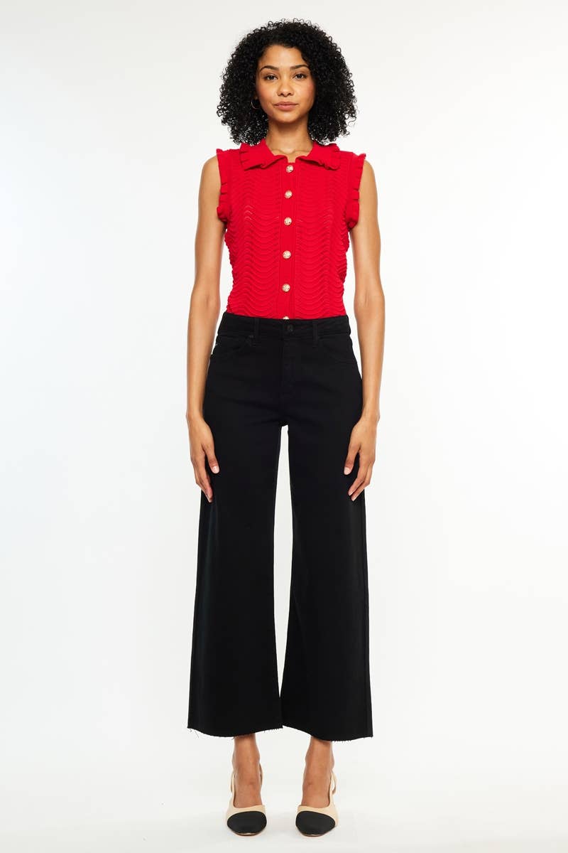 HIGH RISE CROP WIDE LEG JEANS