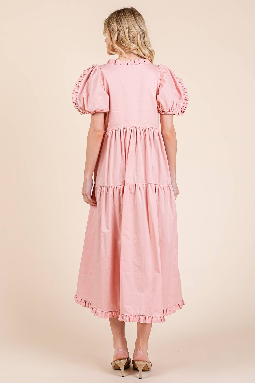 Ruffled Tiered Badydoll Midi Dress