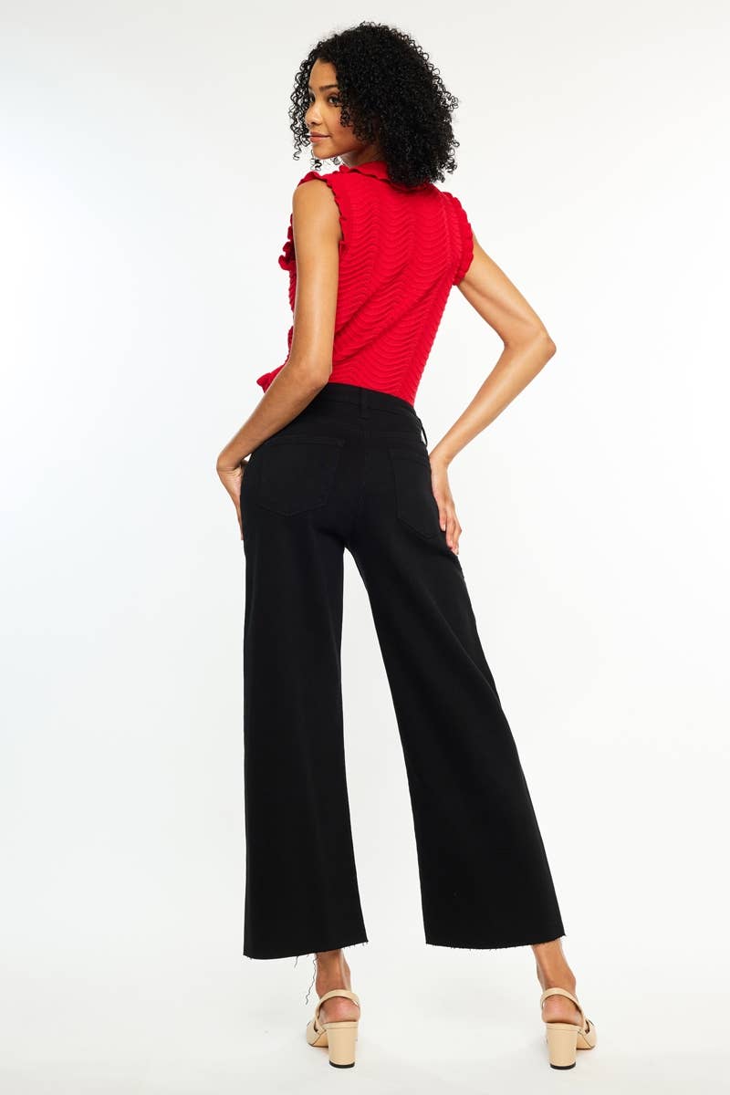 HIGH RISE CROP WIDE LEG JEANS