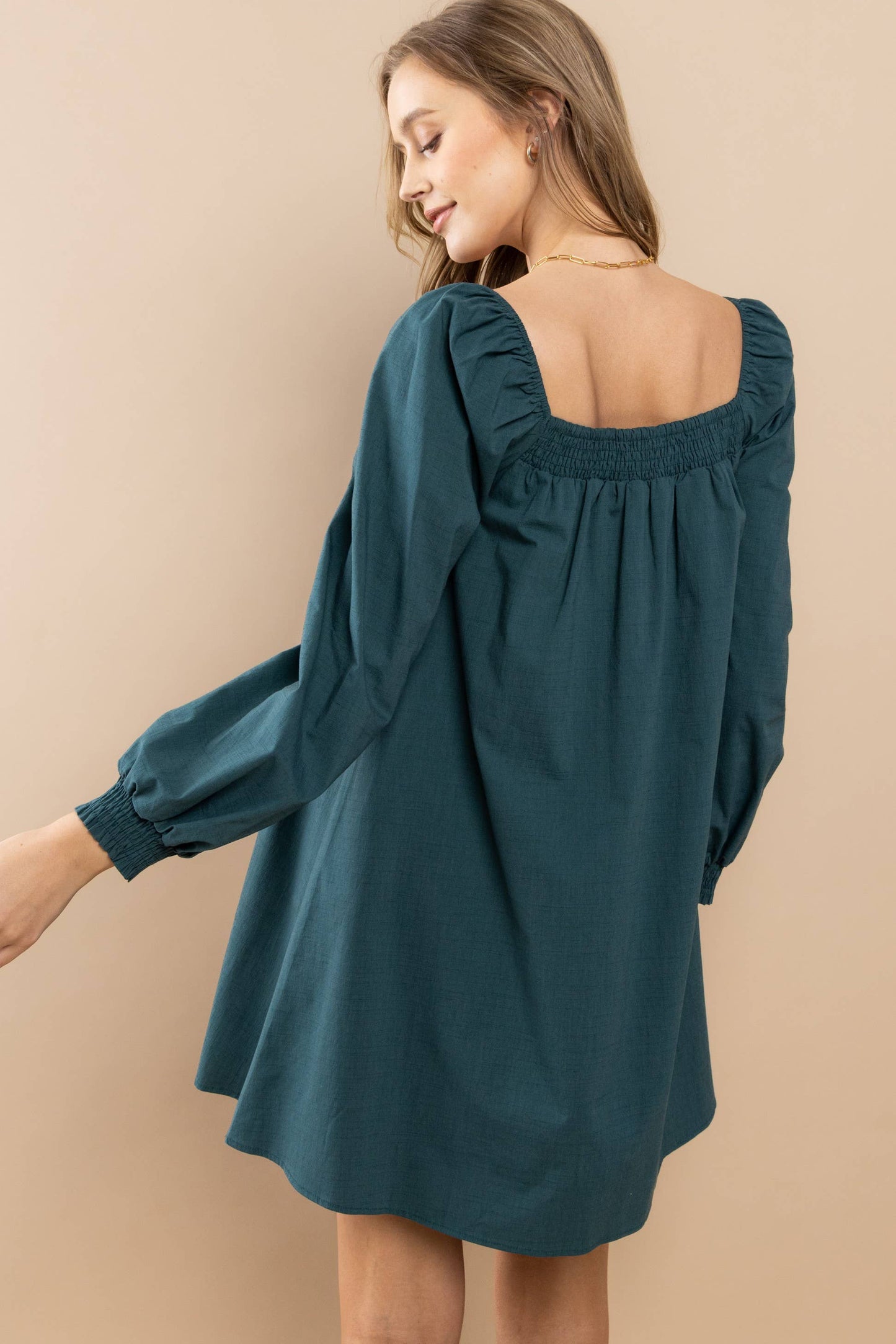 Smocked On-Off Shoulder Dress