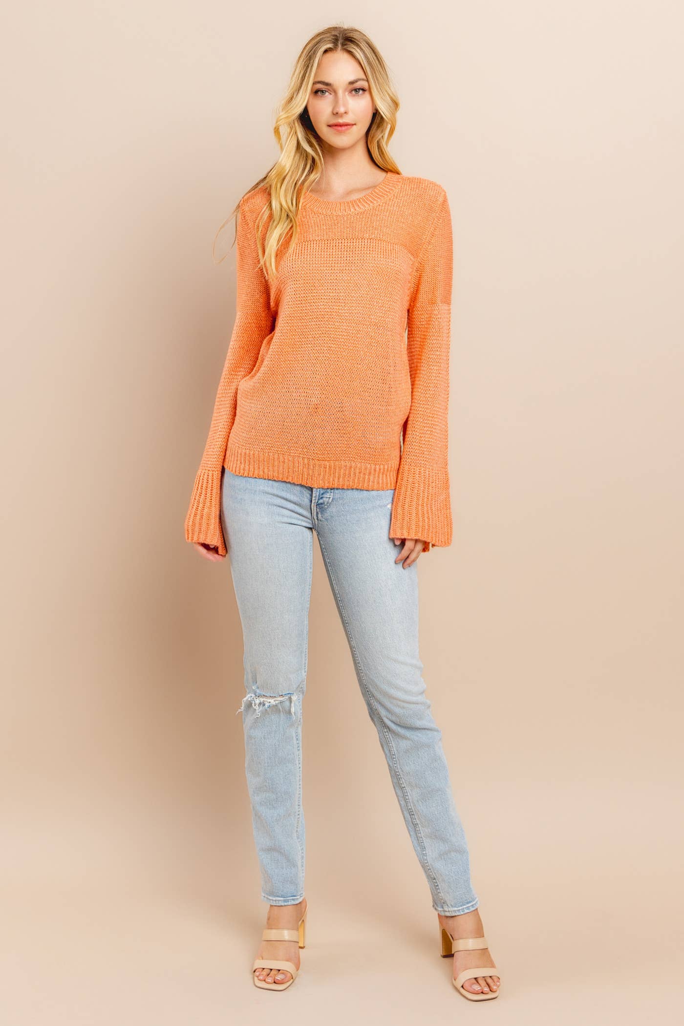 Bell Sleeve Sweater Salmon Rose