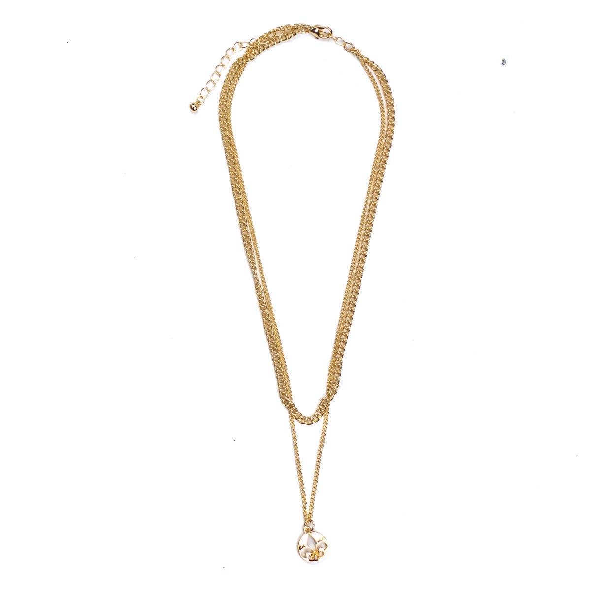Fleur de Lis Layered Necklace Gold 14"/16"/17"