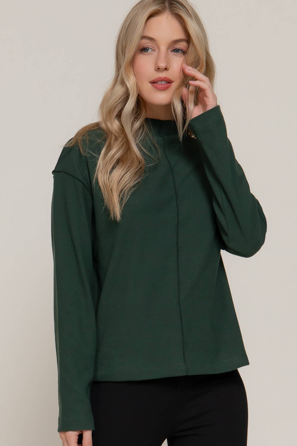 Long Sleeve Visible Overlocked Seams Top