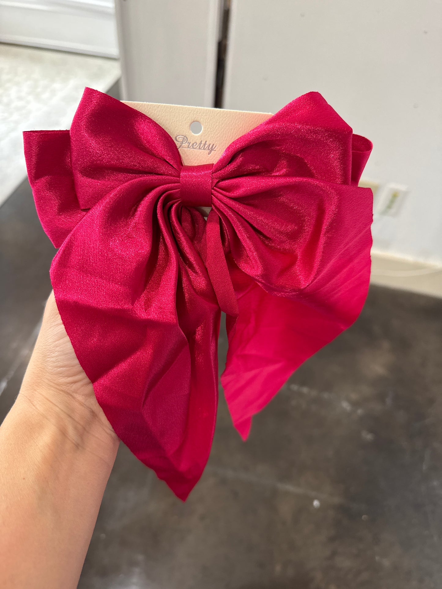 Solid Long Tail Satin Hair Bow Clip