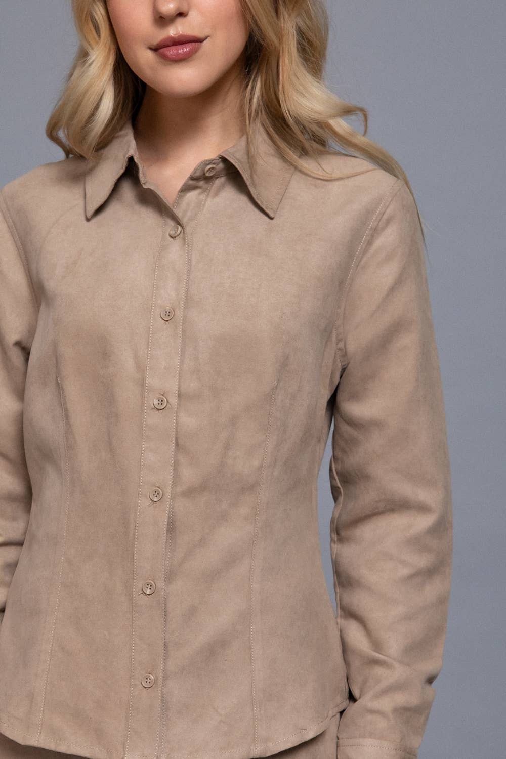 Faux Suede Woven Shirt