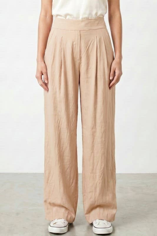 LELIS51 Silky – Flat Front Waist Pants ~ Mocha
