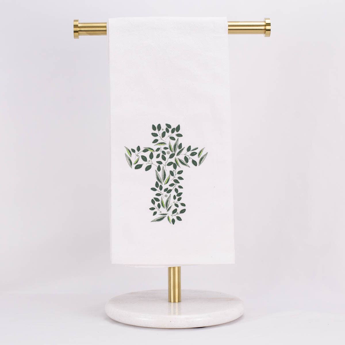 Cross Flour Sack Hand Towel White/Green 20x28