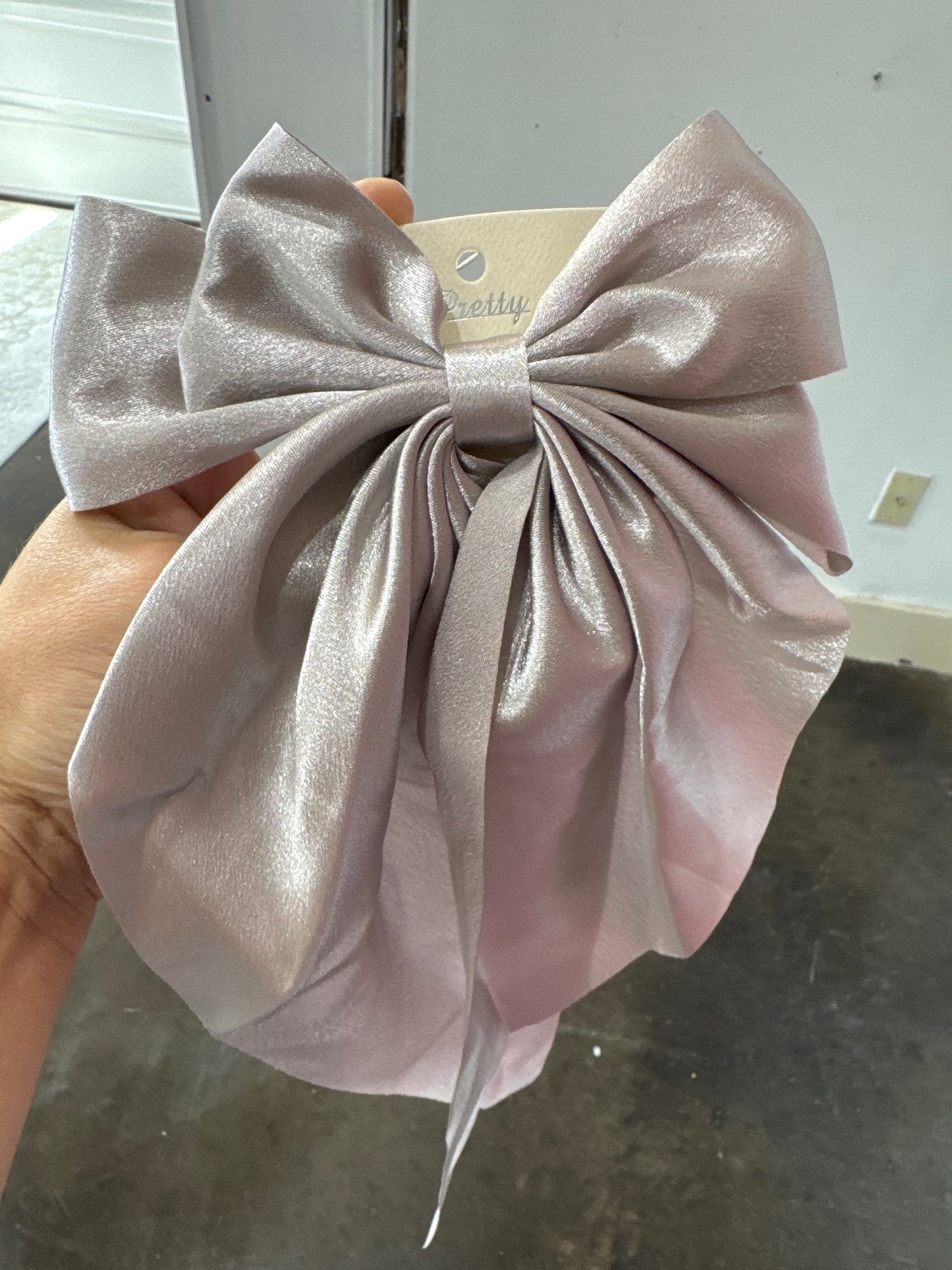 Solid Long Tail Satin Hair Bow Clip