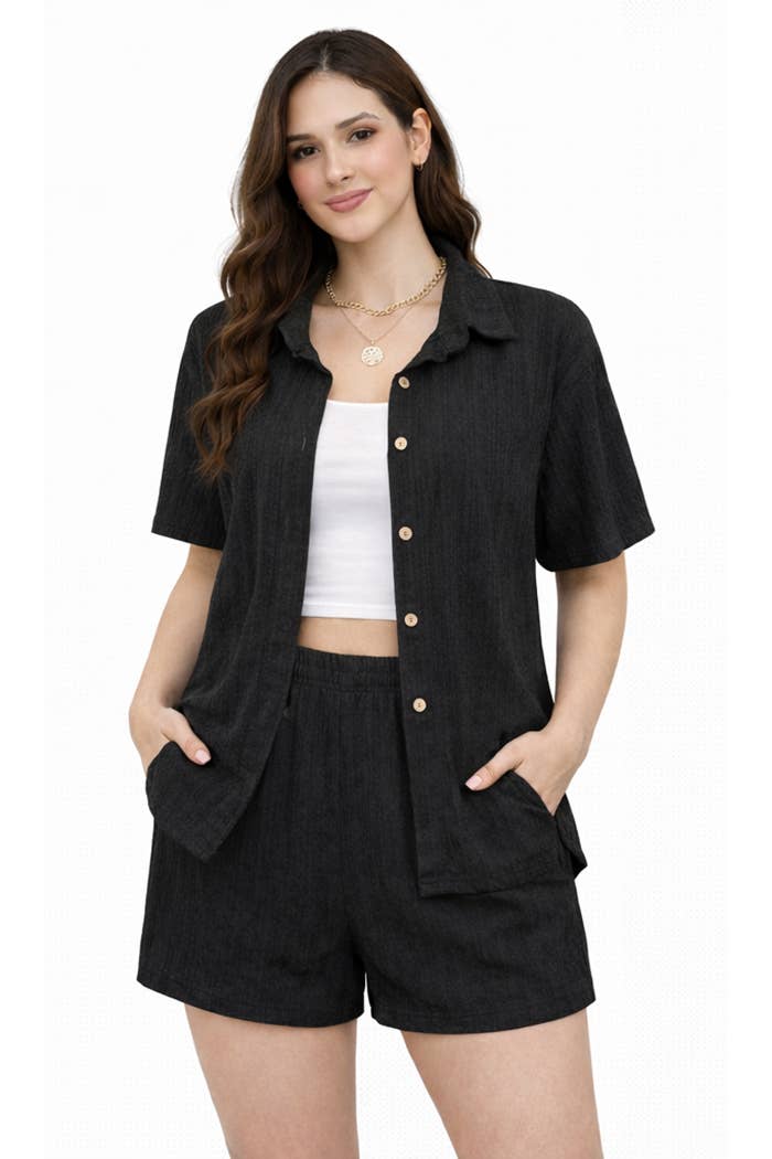 Button down shirt loungewear set