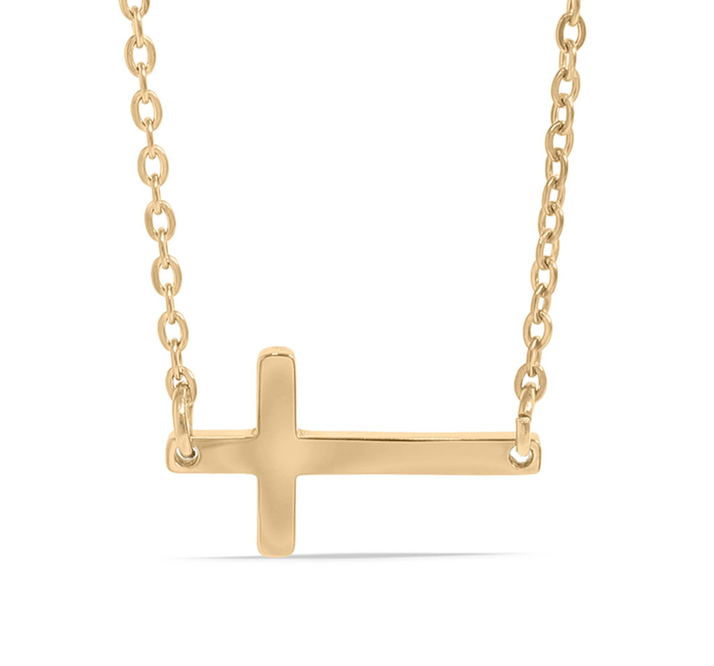 Stainless Steel Horizontal Cross Necklace