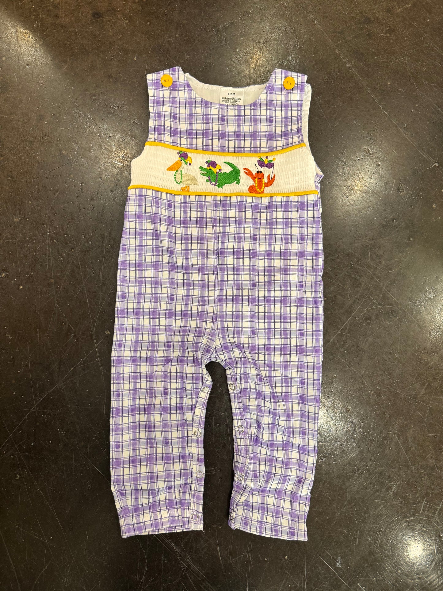 Purple Plaid Animal JonJon ~ 12M
