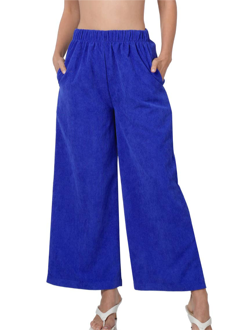 Corduroy Wide Leg Pants With Pockets
