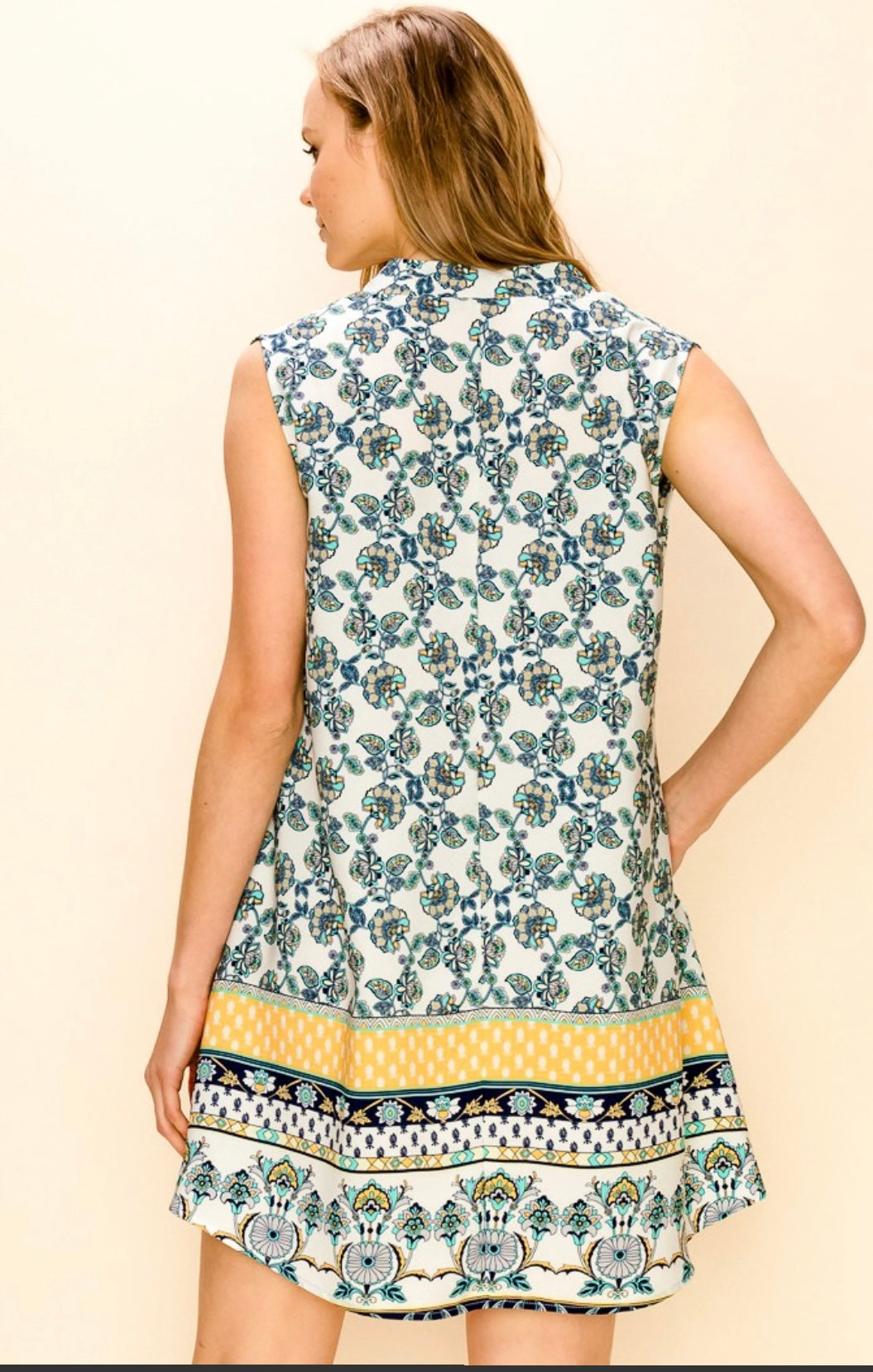 Floral Print Border Sleeveless Dress/Tunic