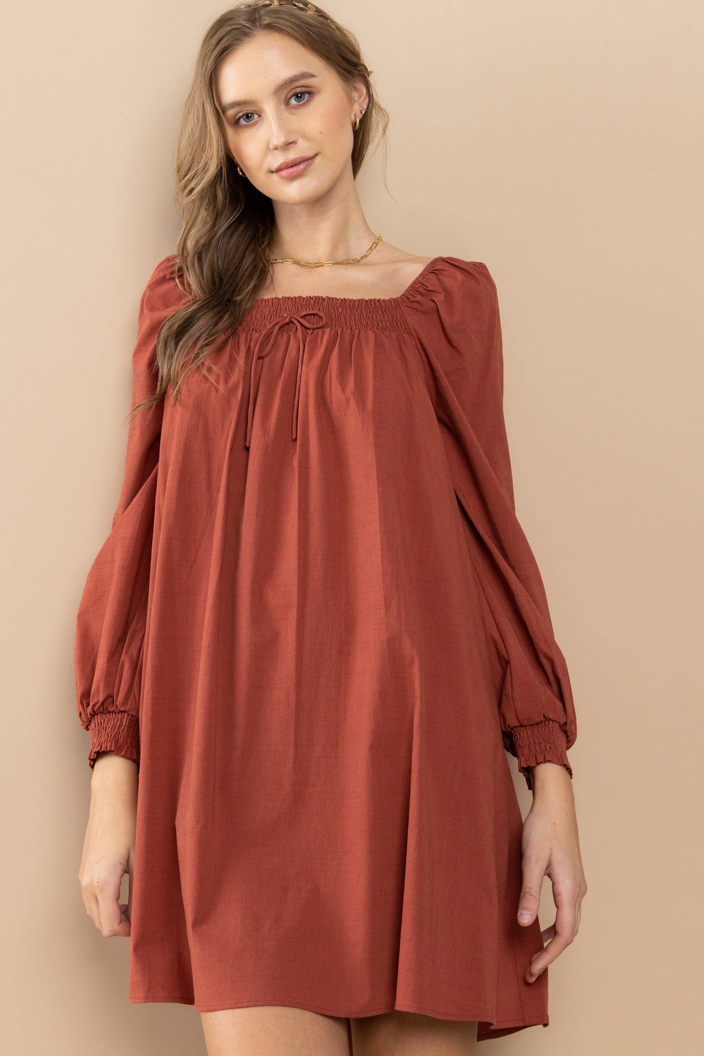 Smocked On-Off Shoulder Dress