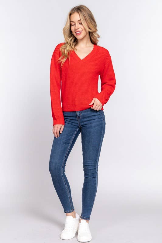 Long Sleeve V-neck Sweater