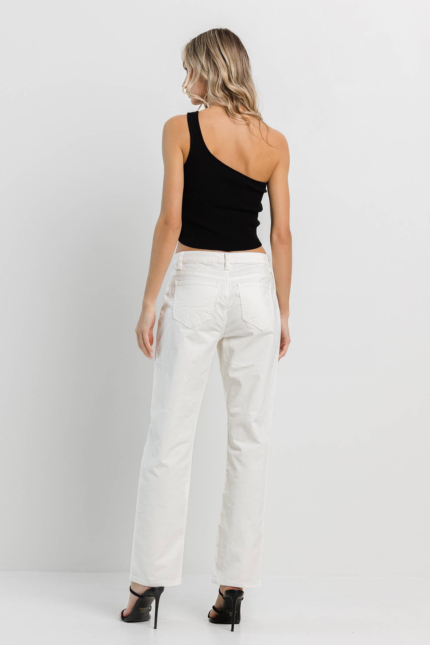 Cream Corduroy Straight Pants