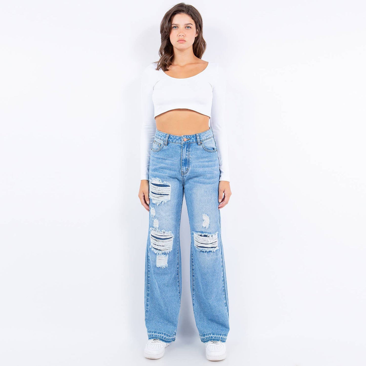 WIDE LEG RELEASED HEM JEANS