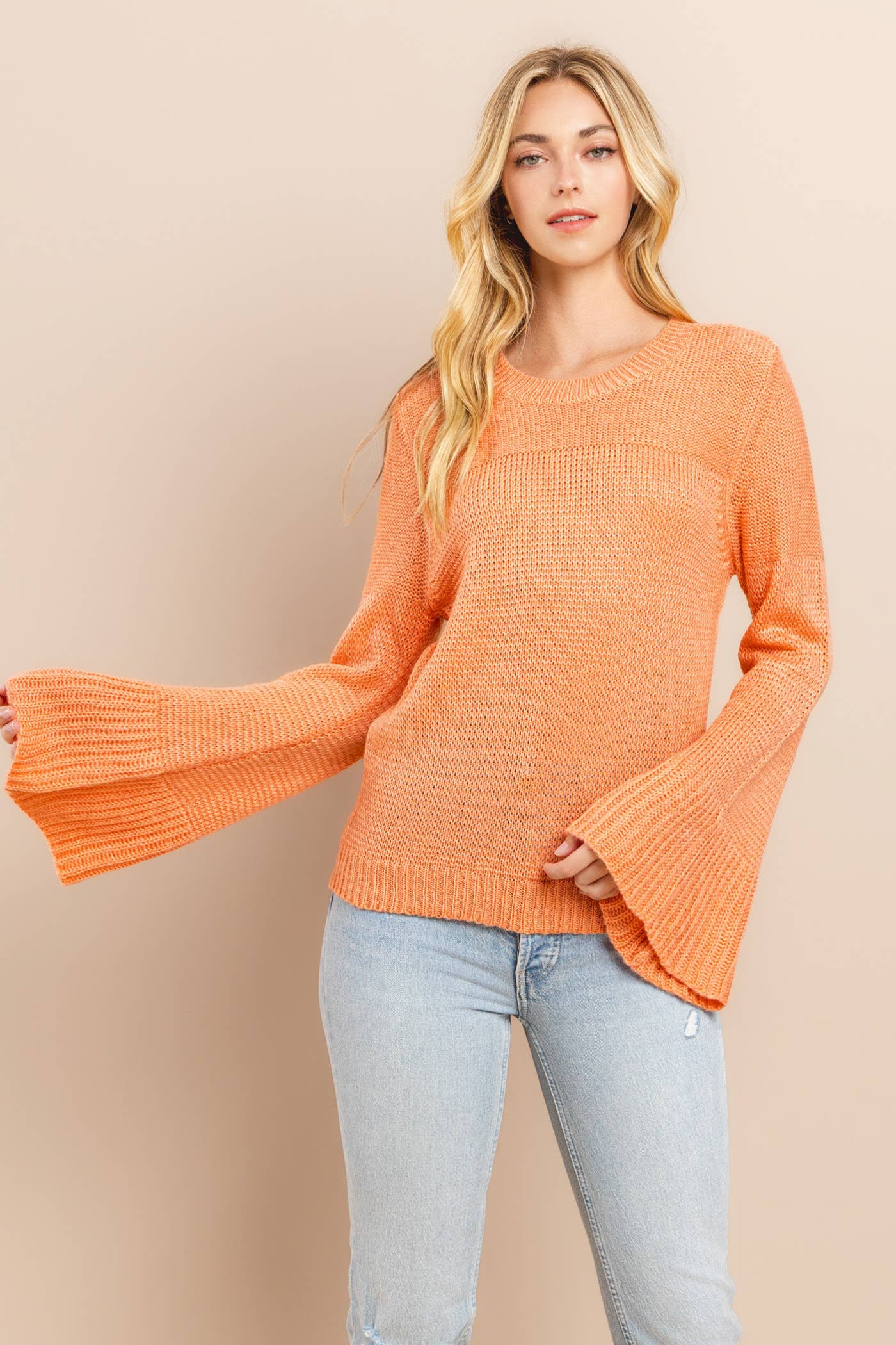Bell Sleeve Sweater Salmon Rose