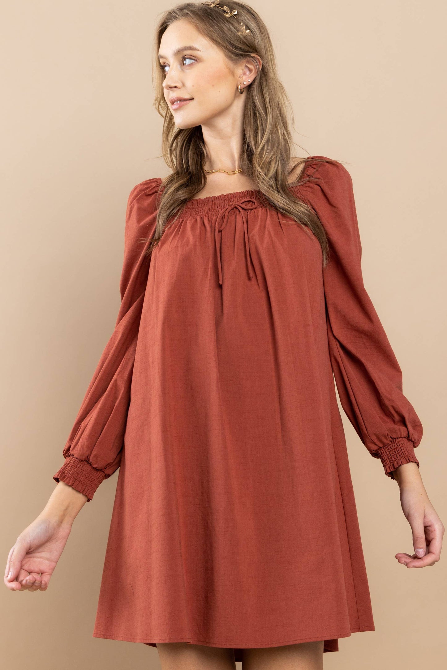 Smocked On-Off Shoulder Dress