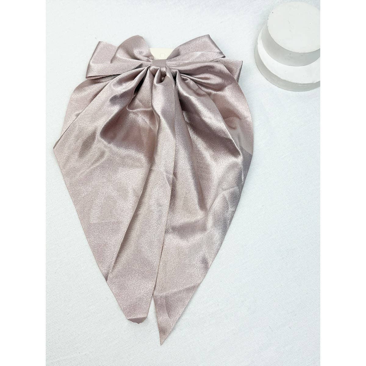 Solid Long Tail Satin Hair Bow Clip