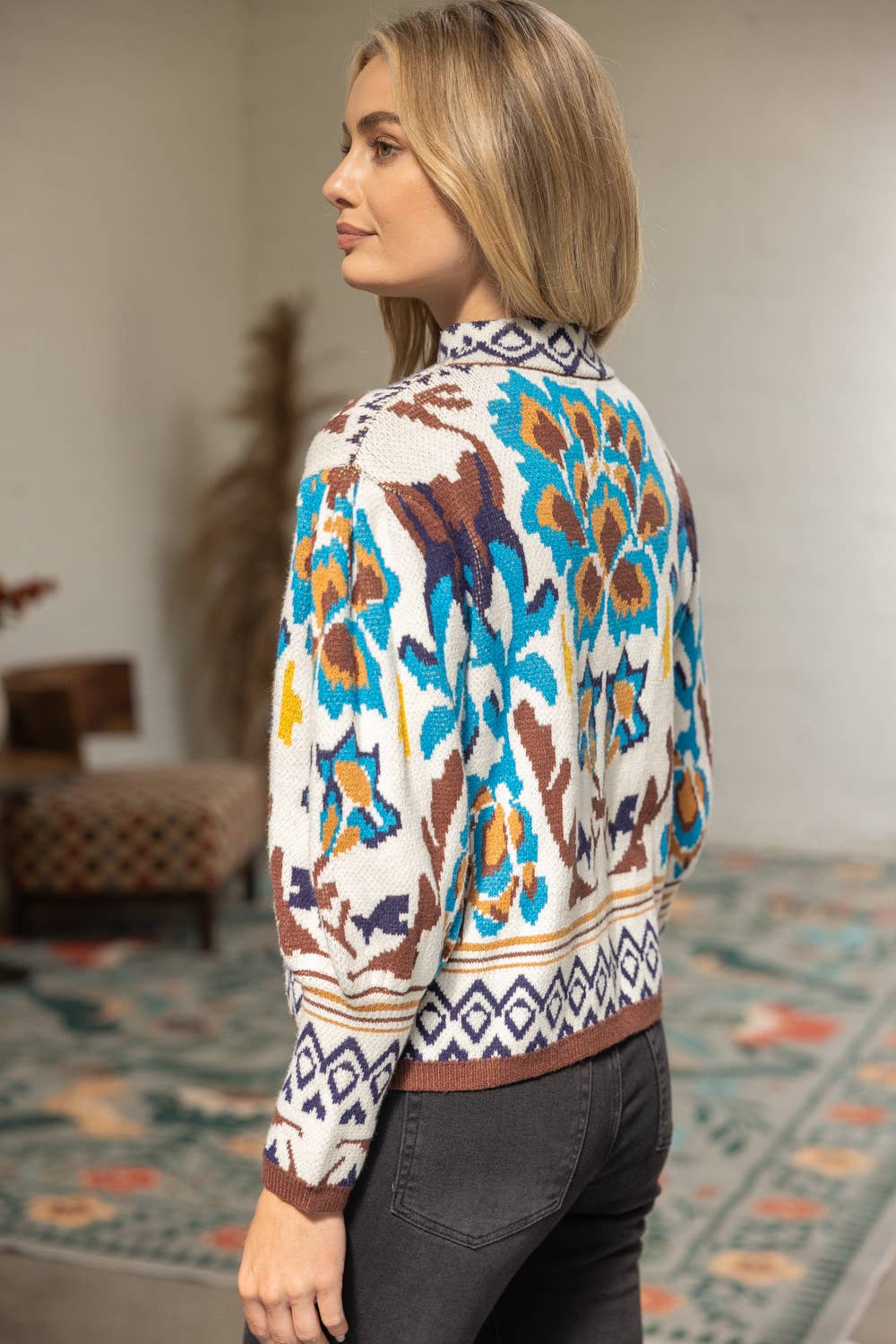 Long Sleeve Multi Color Abstract Sweater