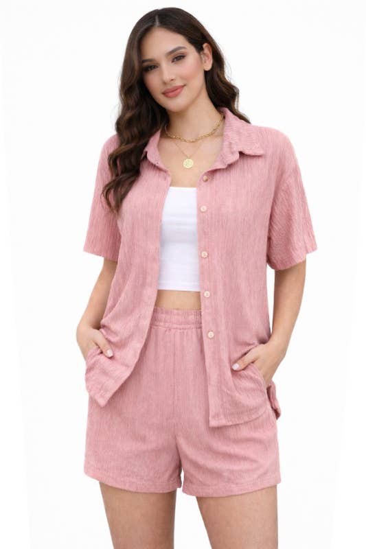 Button down shirt loungewear set