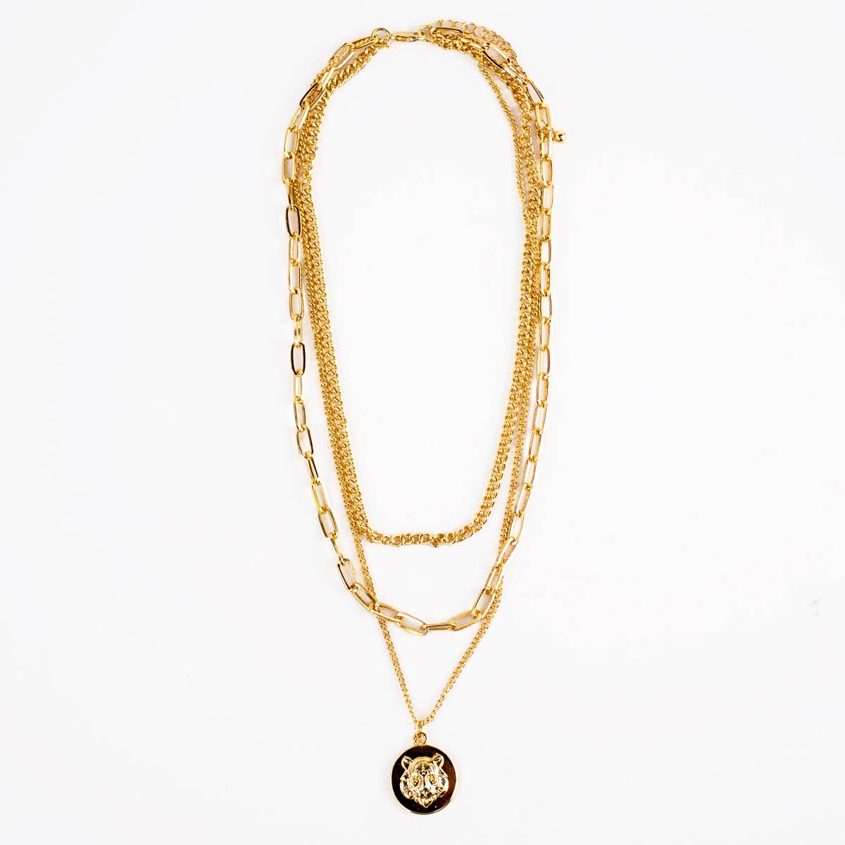 Tiger Layered Necklace Gold 14"/16"/17"
