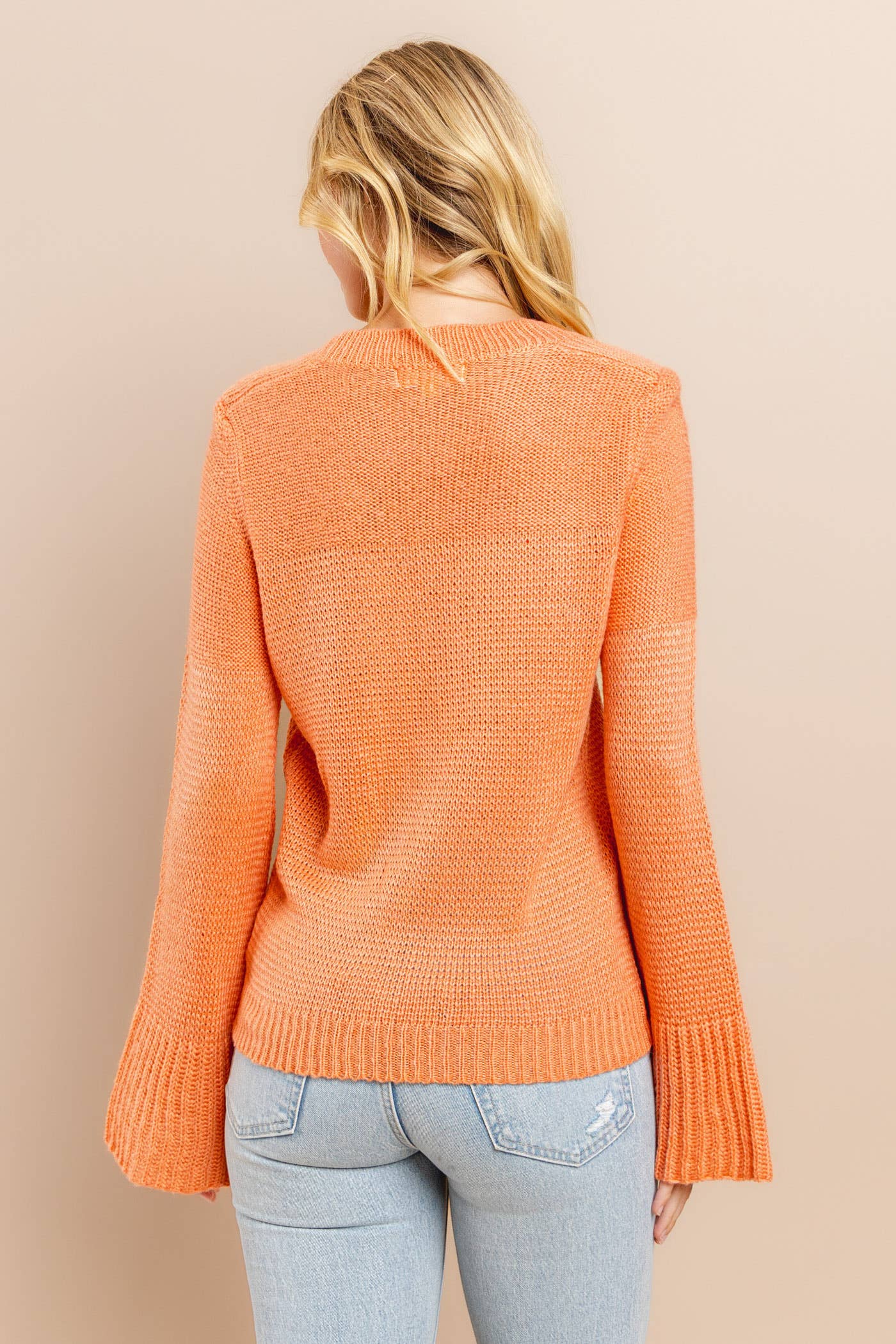 Bell Sleeve Sweater Salmon Rose