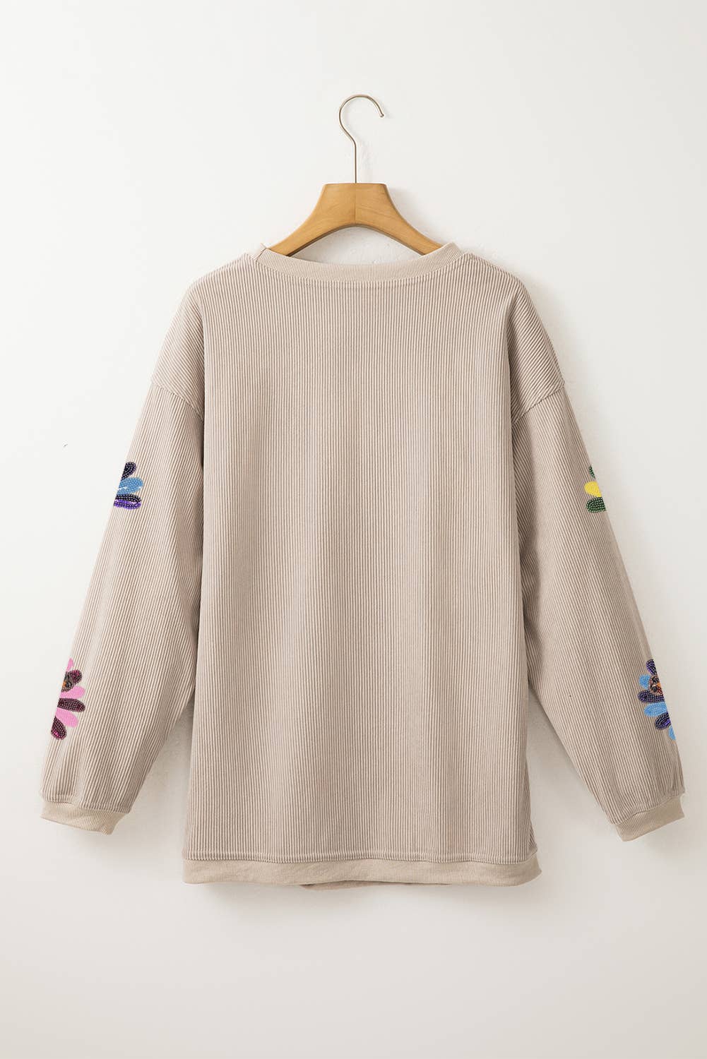 Sequin Turkey Patch Thanksgiving Corduroy Sweatshirt