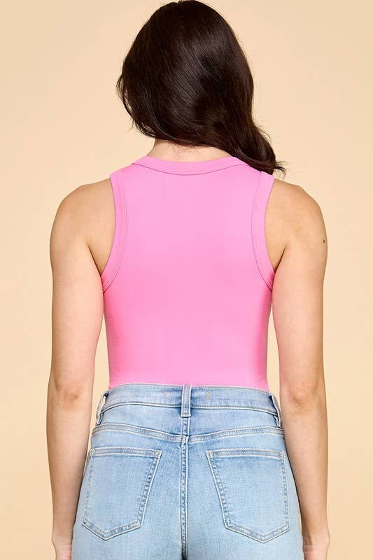 Solid Sleeveless Round Neck Bodysuit – Fitted Stretch