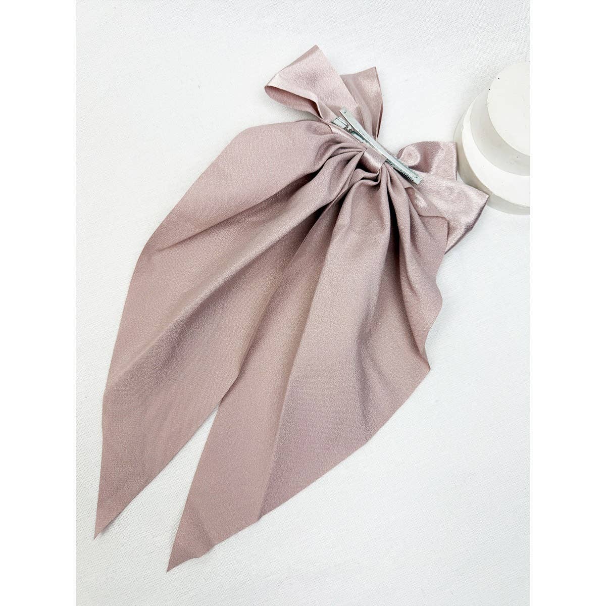 Solid Long Tail Satin Hair Bow Clip