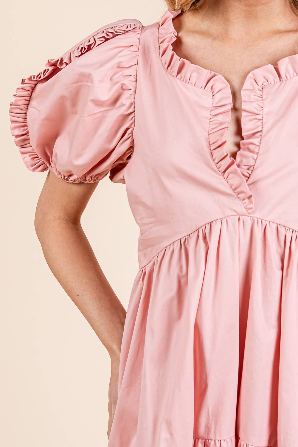 Ruffled Tiered Badydoll Midi Dress