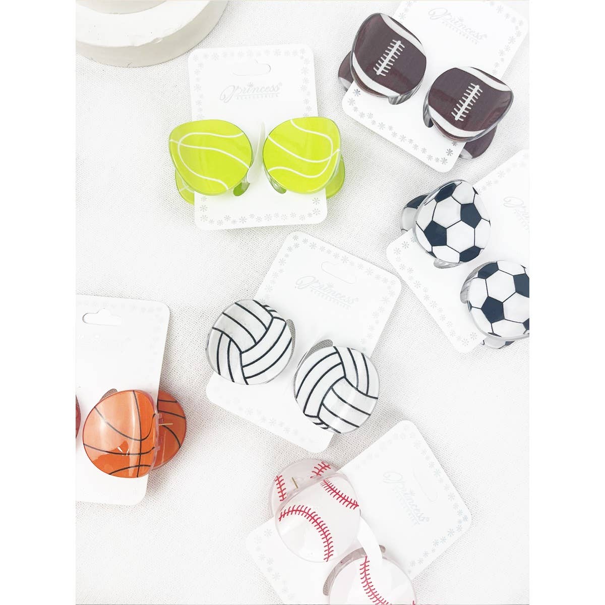 Sports Ball Theme Medium Size Claw Clips