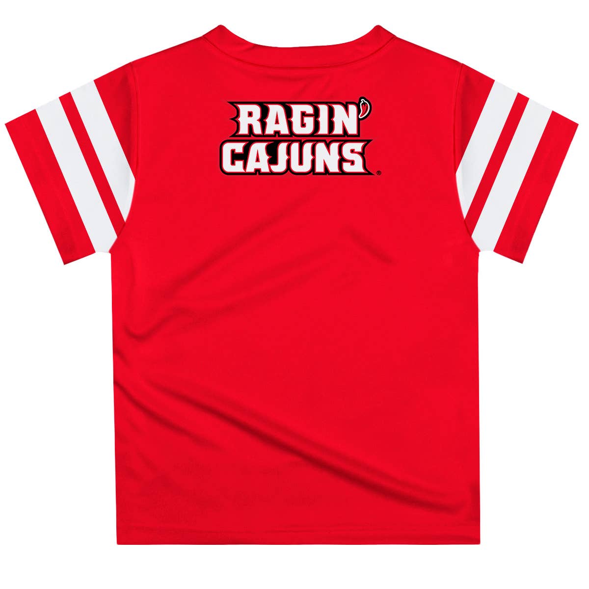 Louisiana Ragin Cajuns Red Tee with Stripes-Sleeves