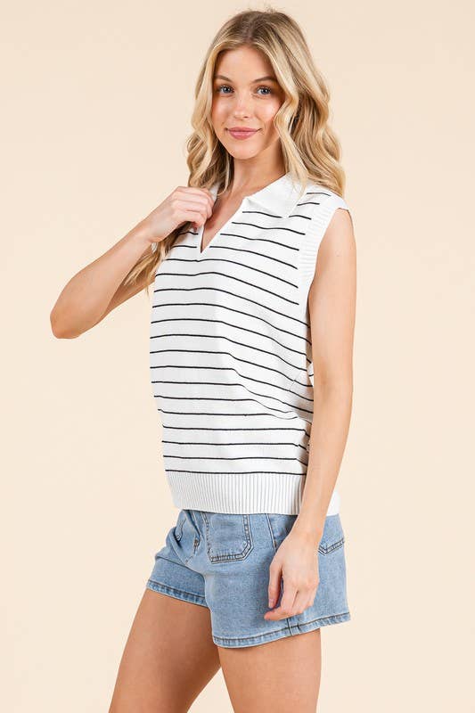 Striped Sweater Vest Top