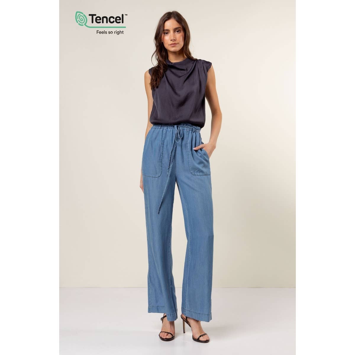 Frill Tie Waist Wide Leg Pants