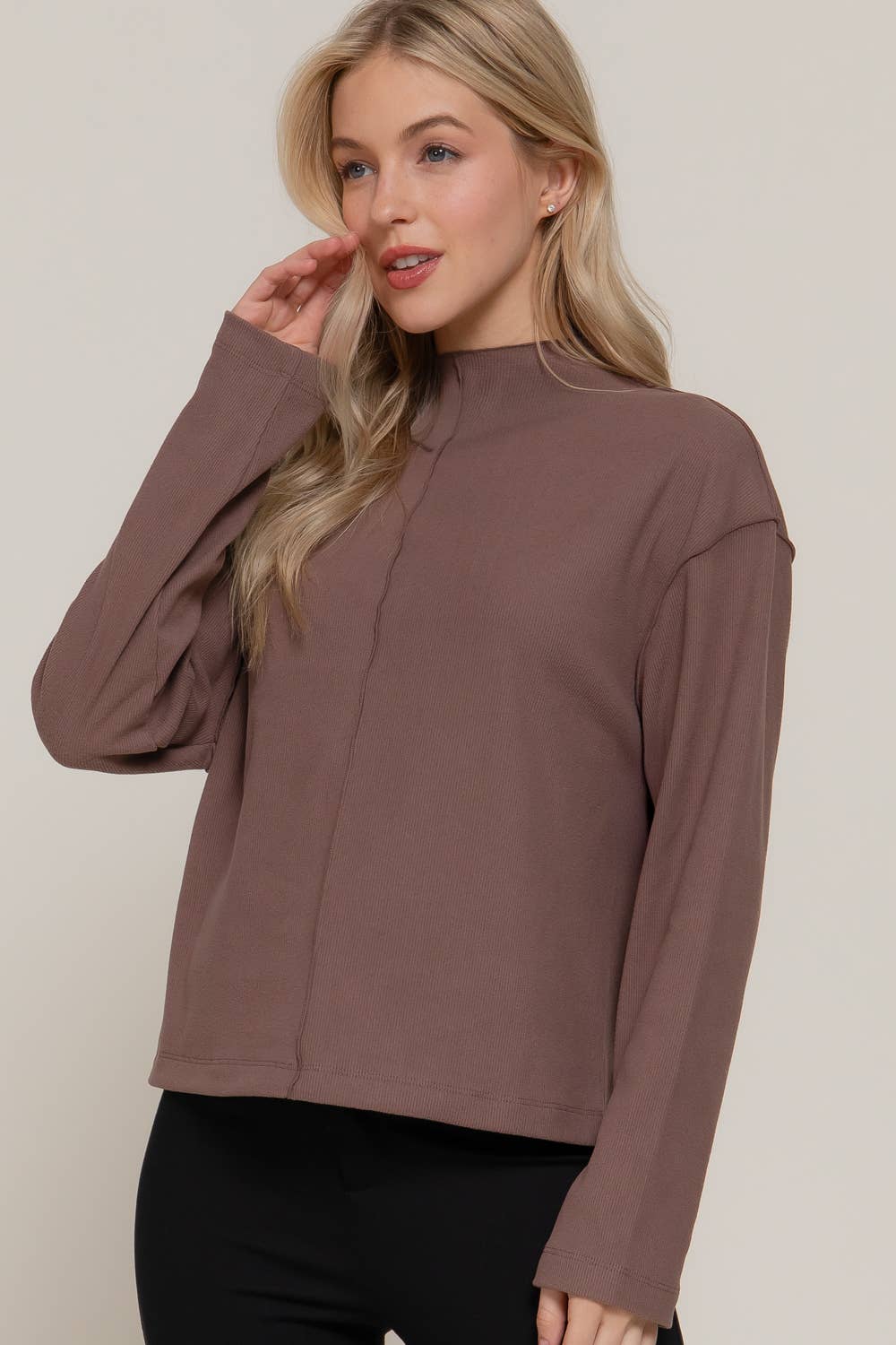 Long Sleeve Visible Overlocked Seams Top