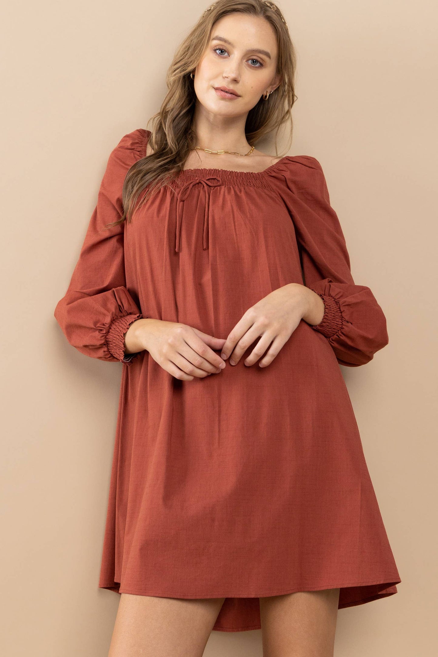 Smocked On-Off Shoulder Dress