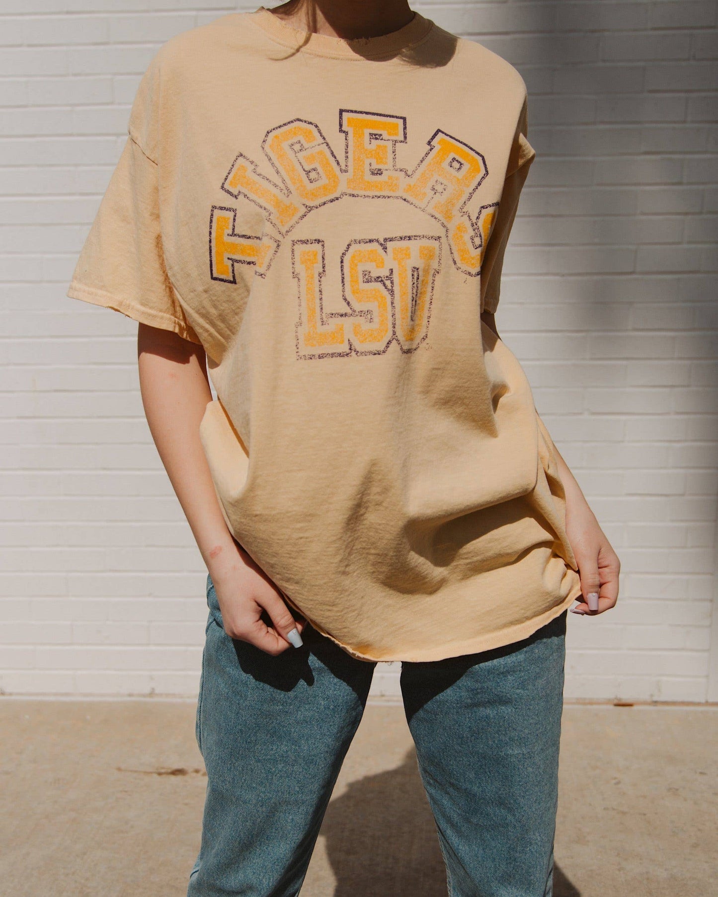 LSU Tigers Mega Arch Yellow Thrifted Tee