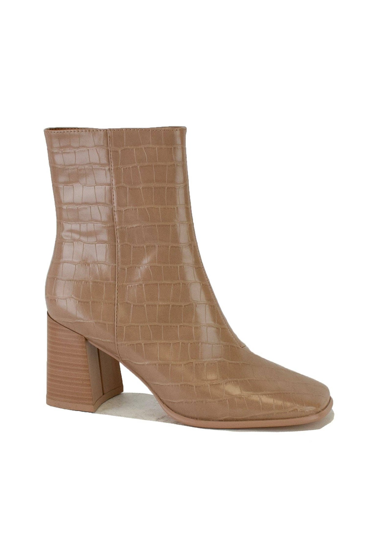 ANNA-03 Croc Embossed Ankle Boots