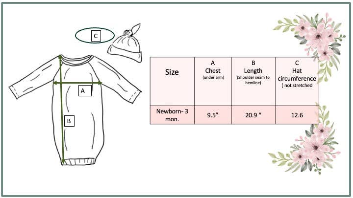 Infant Unisex Blue Sail Boat Baby Gown and Hat Set (0-3M)
