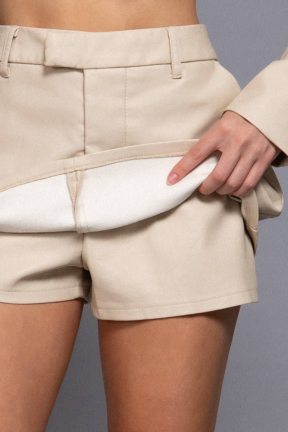Layering Look Washed Faux Leather Skort