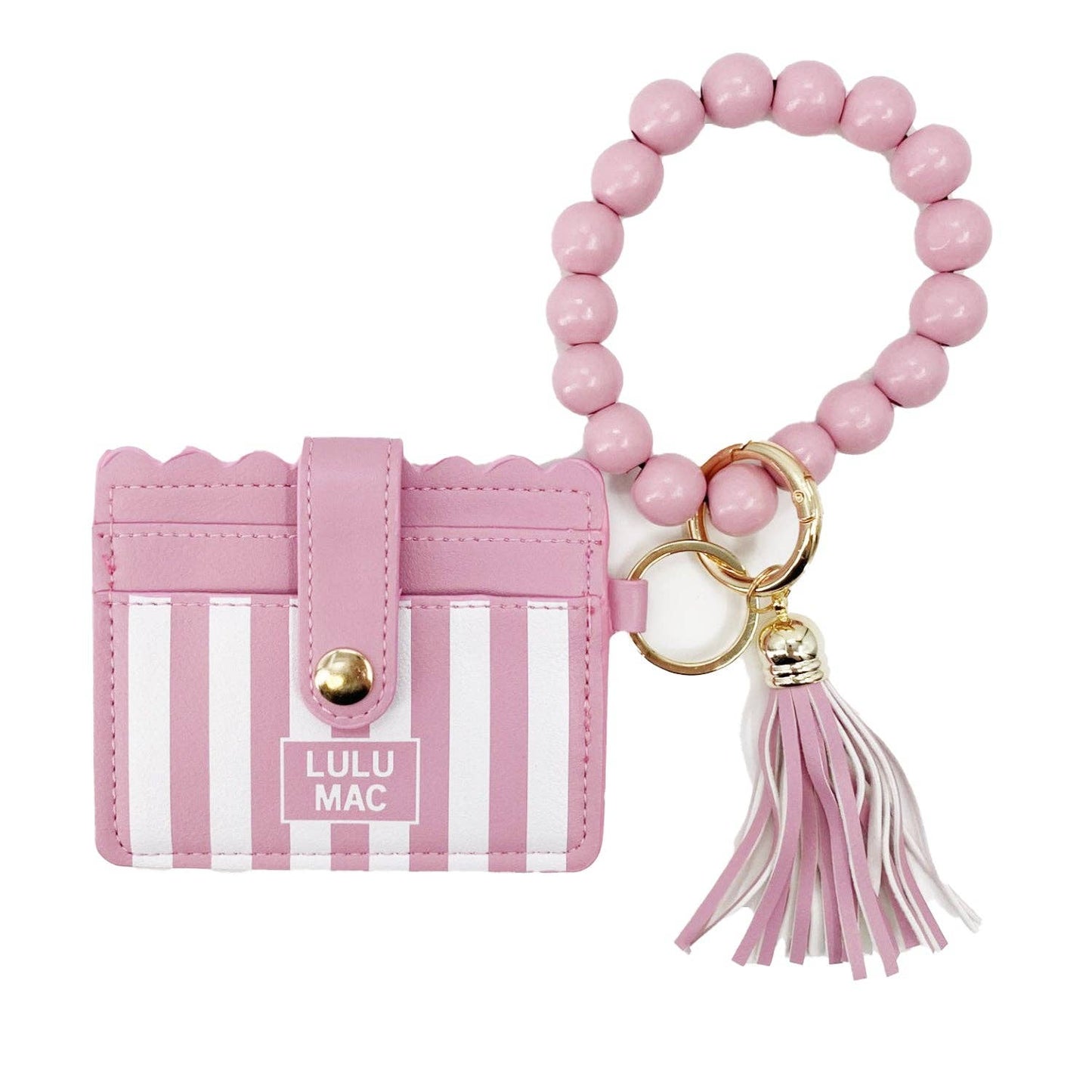 Lulu Mac Stripe Beaded Wristlet ID Wallet