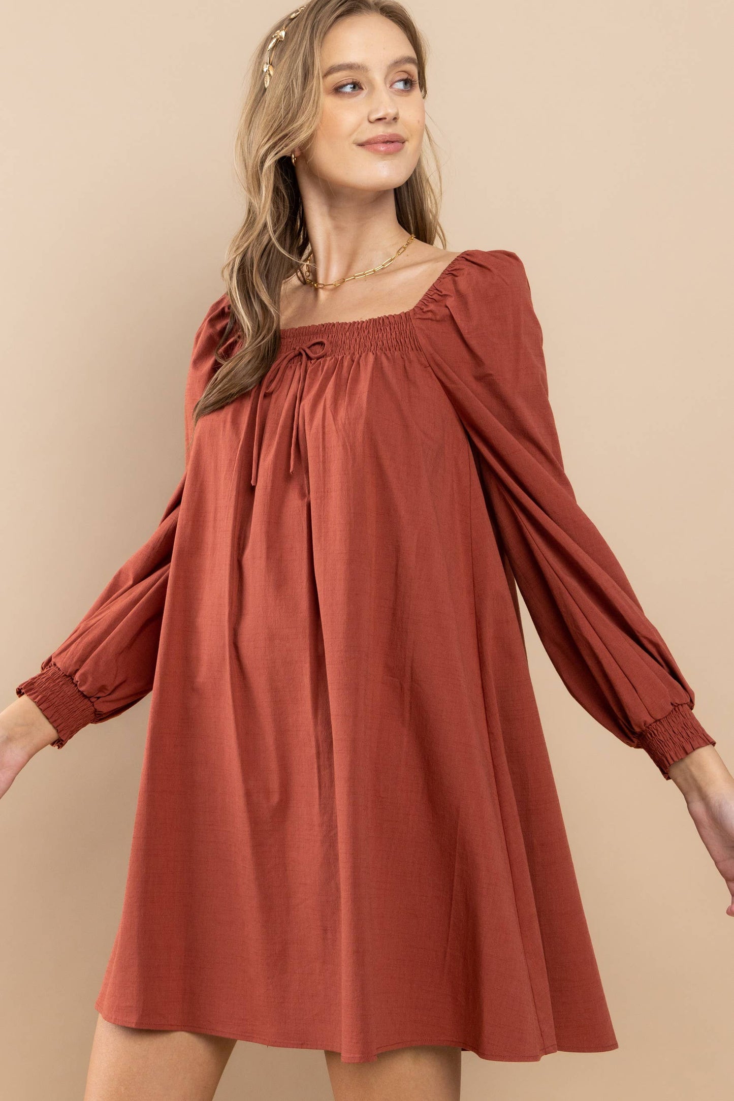 Smocked On-Off Shoulder Dress