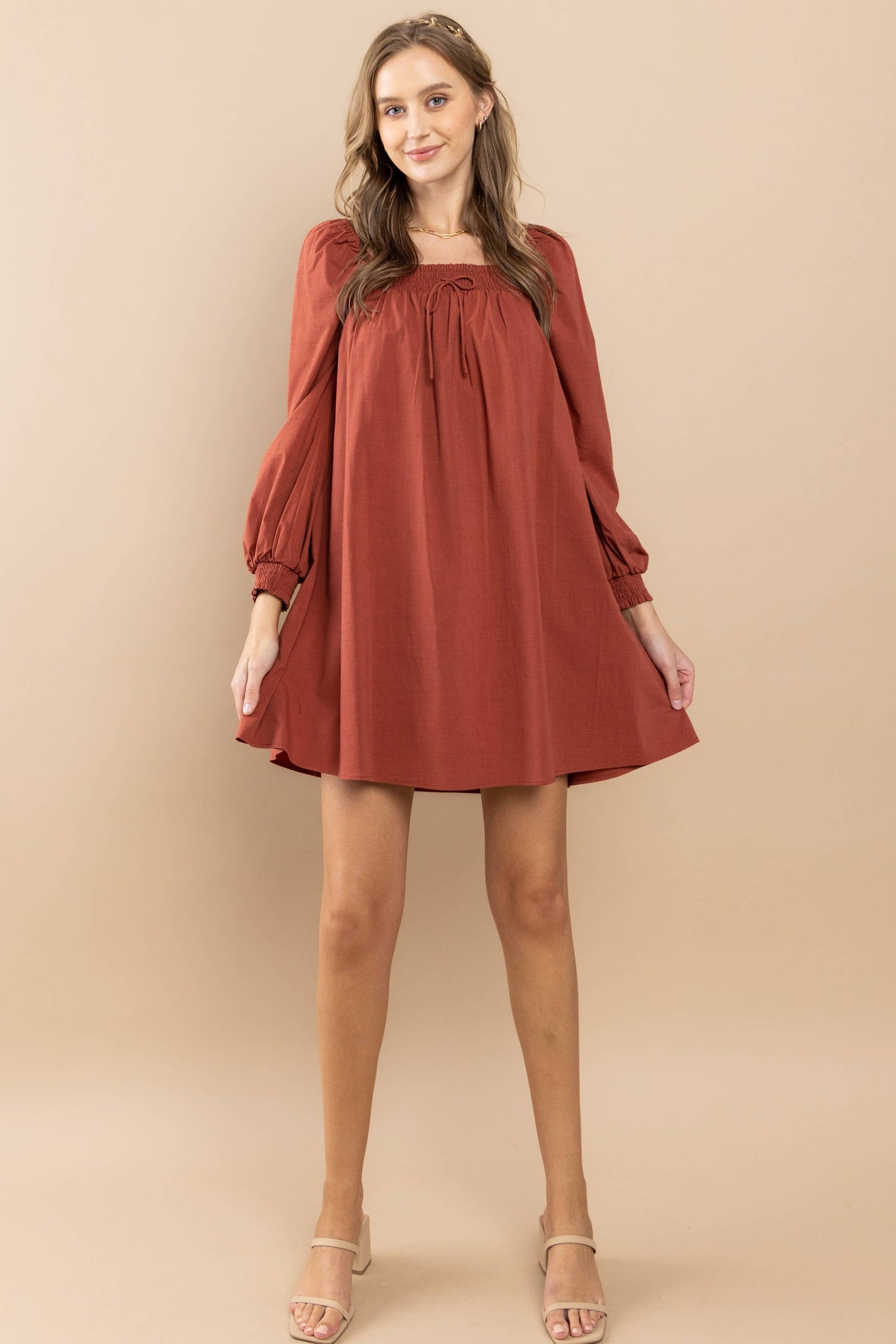 Smocked On-Off Shoulder Dress