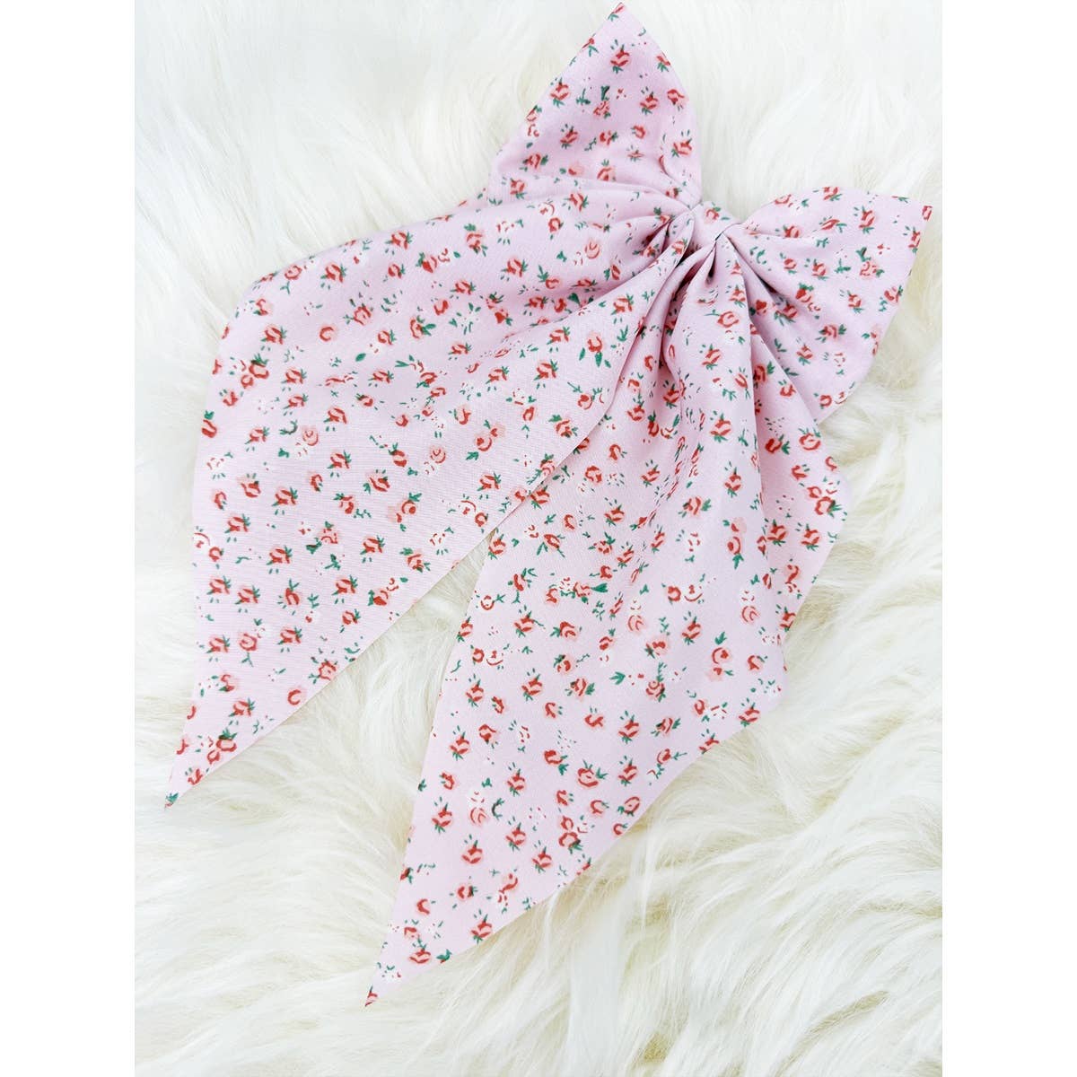 Floral Print Long Tail Bow Clip