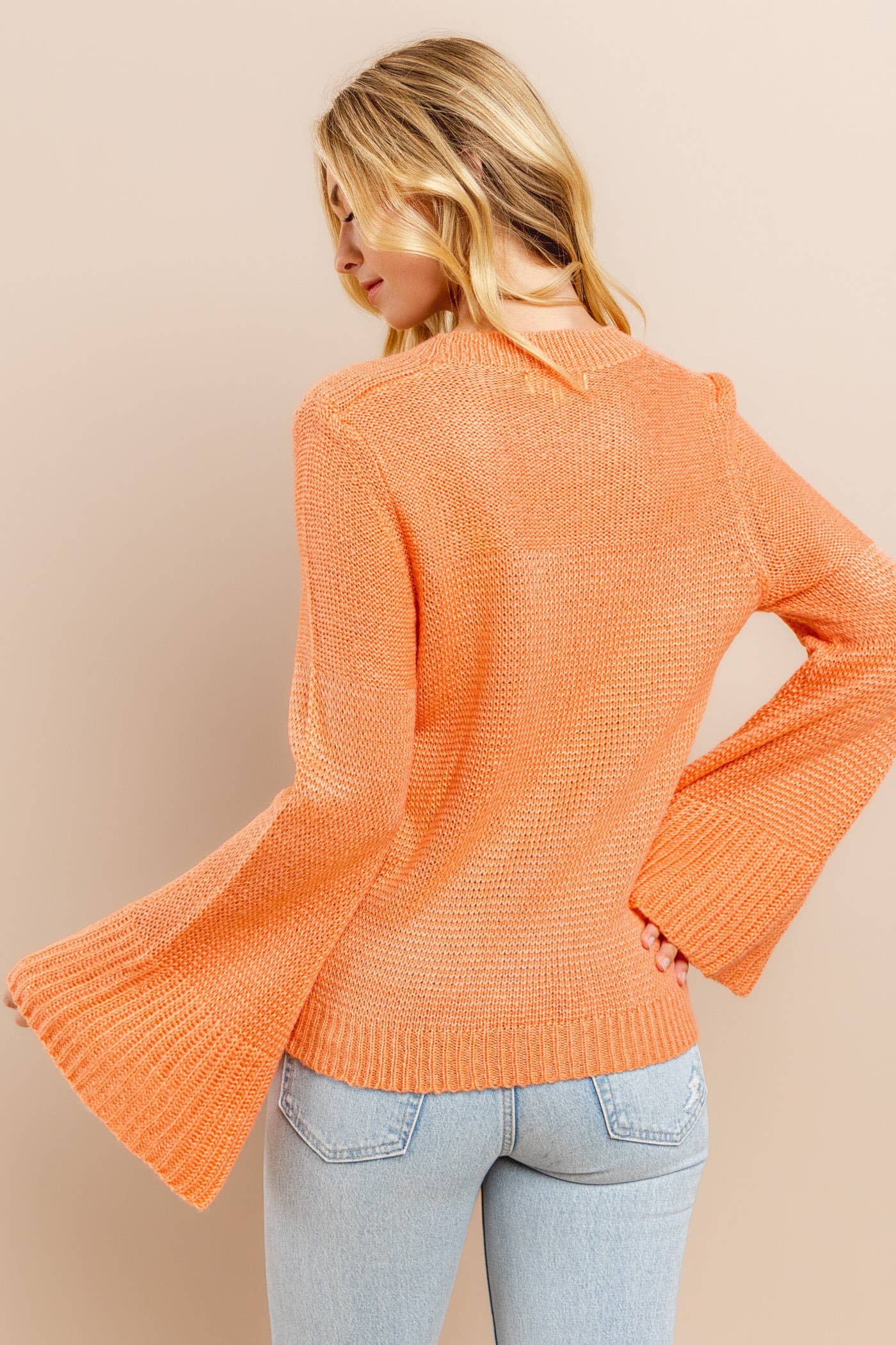Bell Sleeve Sweater Salmon Rose