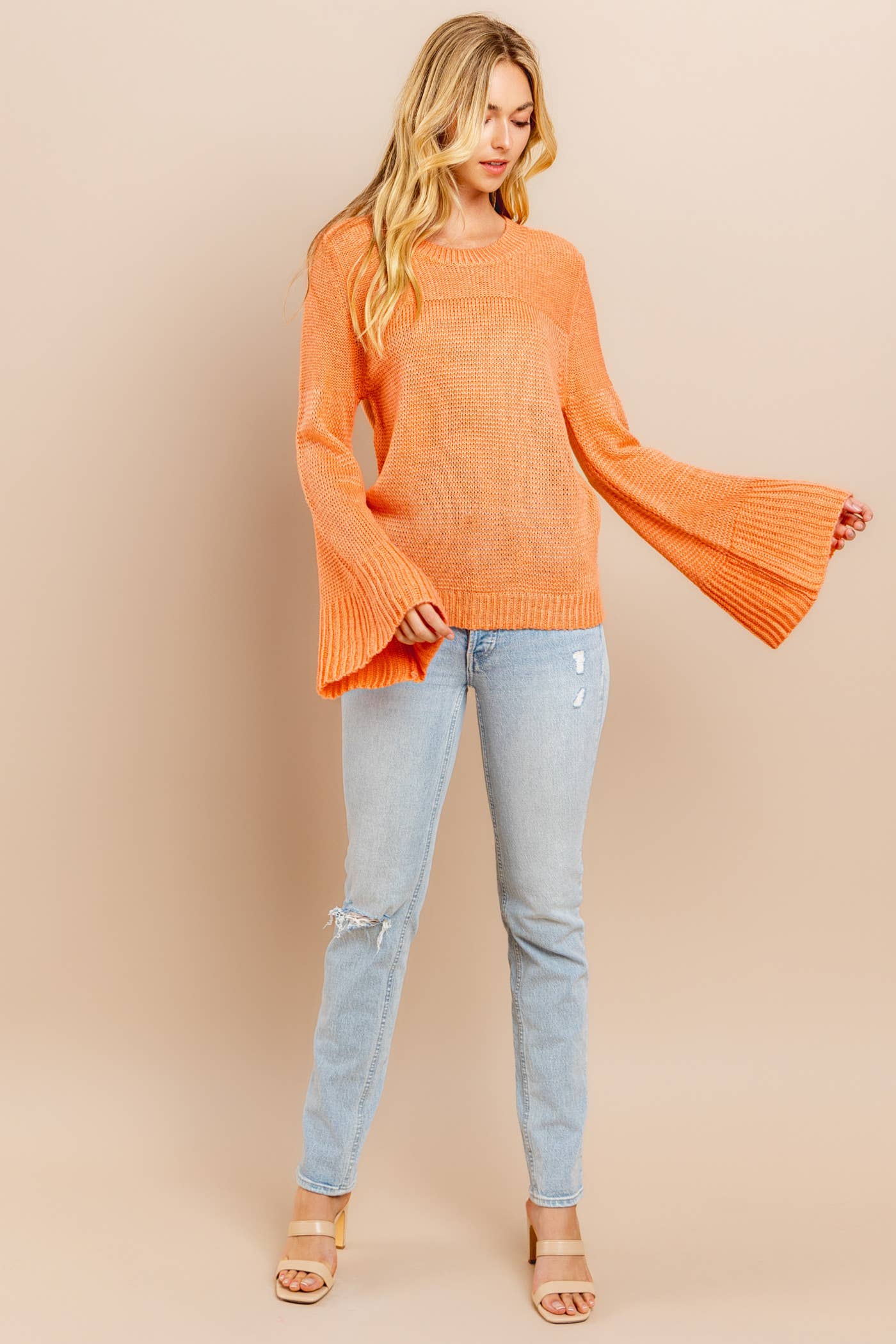 Bell Sleeve Sweater Salmon Rose